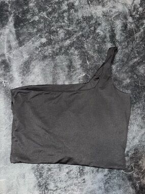 Black One-Shoulder Crop Top